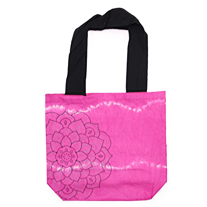 Sac en Coton Tye-Dye (6oz) - 38x42x12cm -  Mandala - Magenta - Sangle Noire