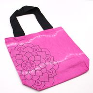 Sac en Coton Tye-Dye (6oz) - 38x42x12cm -  Mandala - Magenta - Sangle Noire