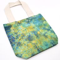 Sac en Coton Tye-Dye (6oz) - 38x42x12cm -  Mandala - Vert/Bleu - Sangle Naturelle