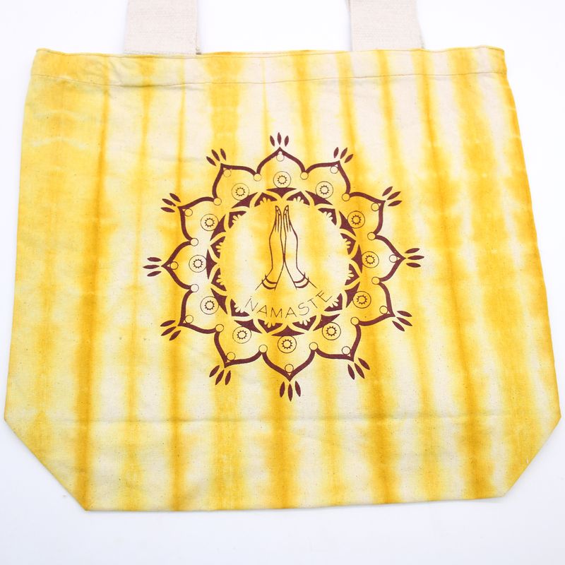 Sac en Coton Tye-Dye (6oz) - 38x42x12cm -  Main Namaste - Jaune - Sangle Naturelle