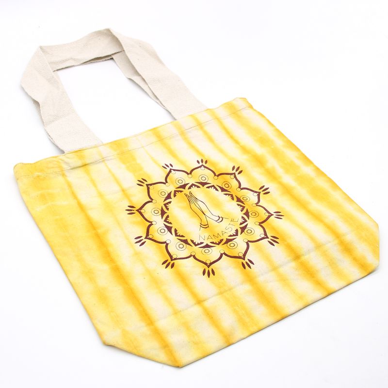 Sac en Coton Tye-Dye (6oz) - 38x42x12cm -  Main Namaste - Jaune - Sangle Naturelle