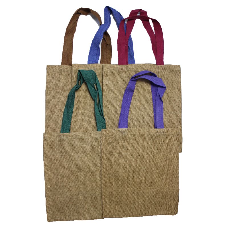 Grand Sac à Main en Jute -5 Poignées de Couleurs Assorties