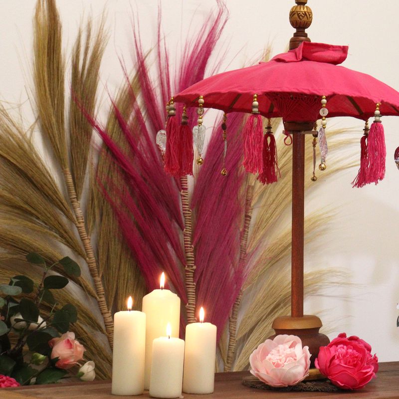 Parasol de Bali de Décoration Intérieur - Coton - Rose - 40cm