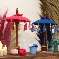 Parasol de Bali de Décoration Intérieur - Coton - Turquoise - 40cm