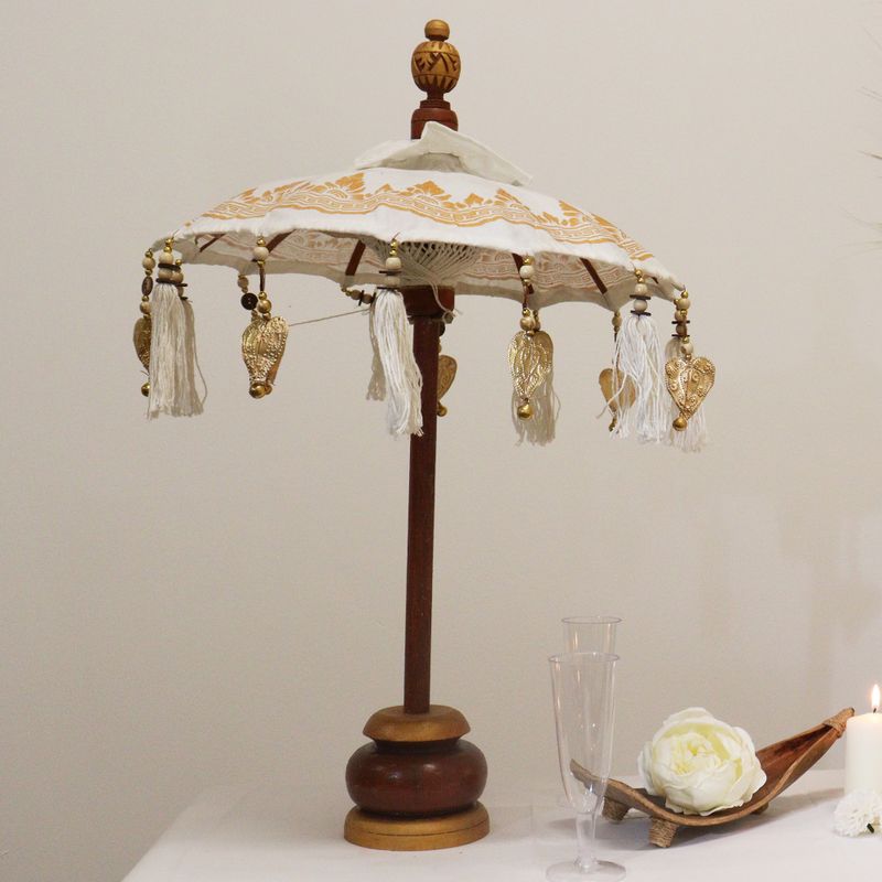 Parasol de Bali Décoration Intérieure - Toile - Décor Doré - 40cm