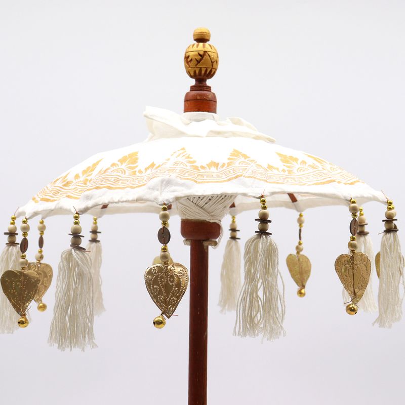 Parasol de Bali Décoration Intérieure - Toile - Décor Doré - 40cm