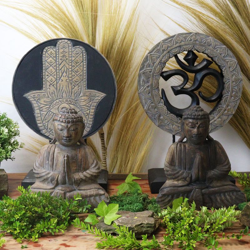 Ensemble Bouddha Feng Shui - Om - Gris & Noir