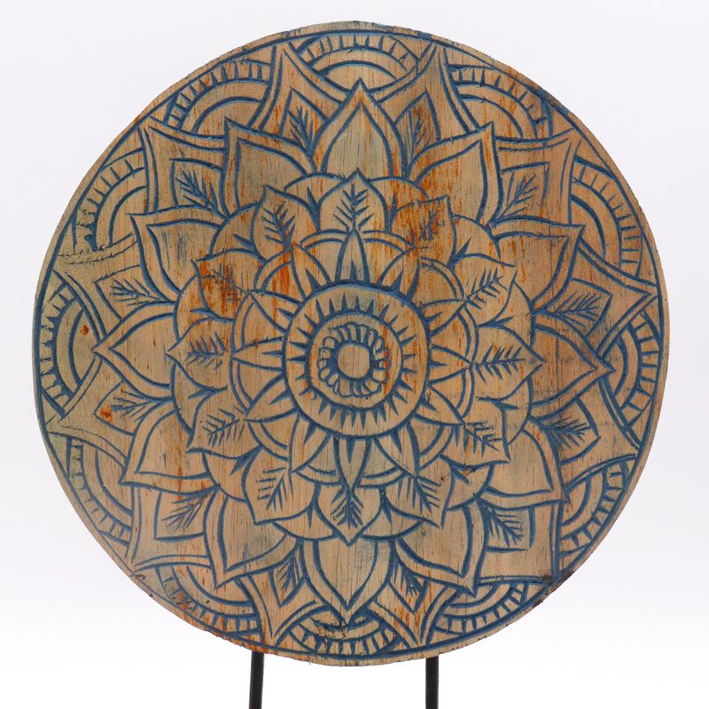 Ensemble Bouddha Feng Shui - Mandala Fleur - Bleu