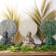 Ensemble Bouddha Feng Shui - Mandala Fleur - Bleu