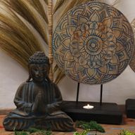 Ensemble Bouddha Feng Shui - Mandala Fleur - Bleu