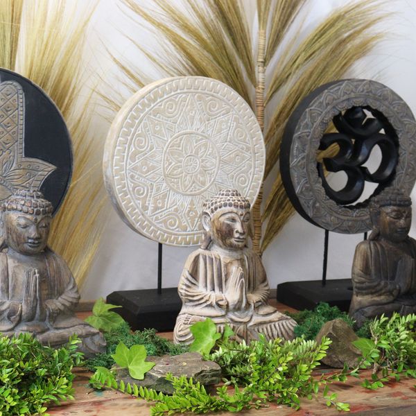 Ensemble Bouddha Feng Shui - Mandala Classique - Naturel
