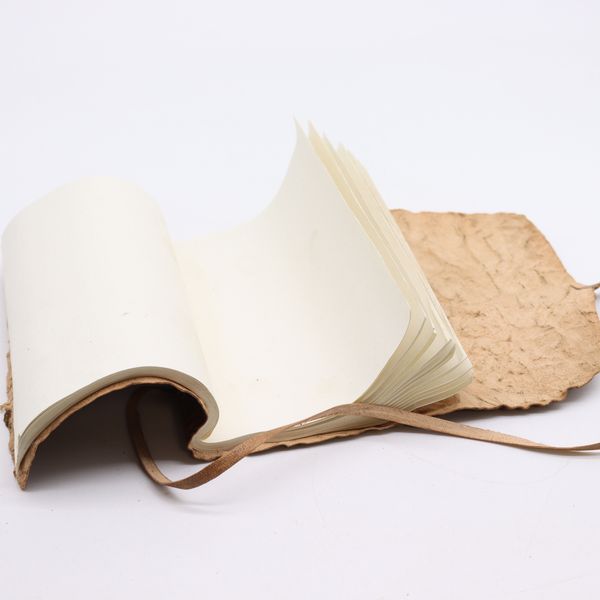 Carnet de Voyage en Cuir Roulé - 96 pages - Naturel 21x15cm