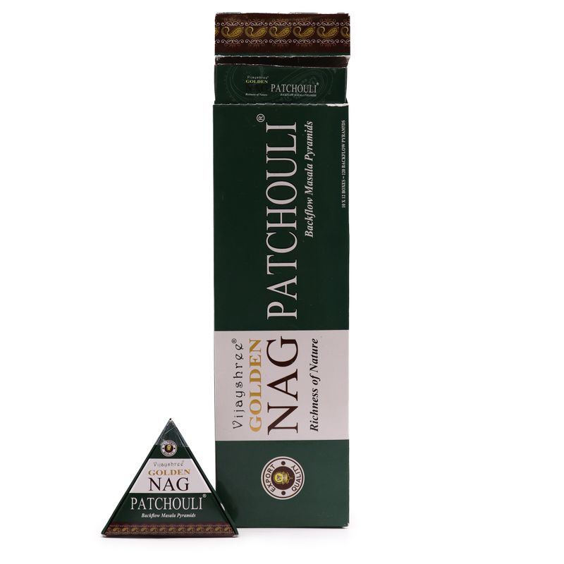 Cône d'Encens à flux inversé - Patchouli 42g Jumbo Golden Nag