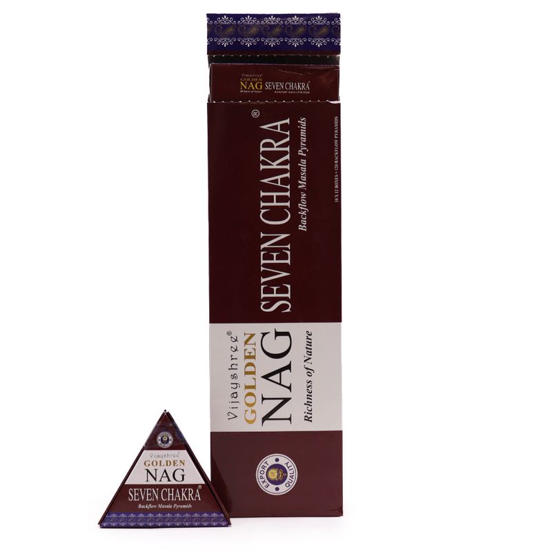 Cône d'Encens à flux inversé - Sept Chakras 42g Jumbo Golden Nag