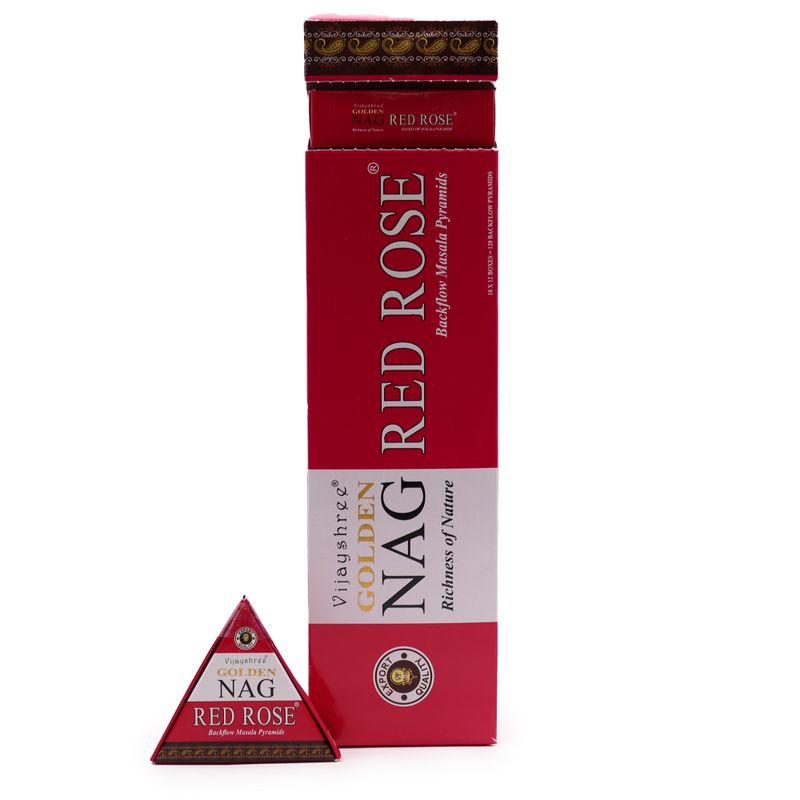 Cône d'Encens à flux inversé - Rose Rouge 42g Jumbo Golden Nag