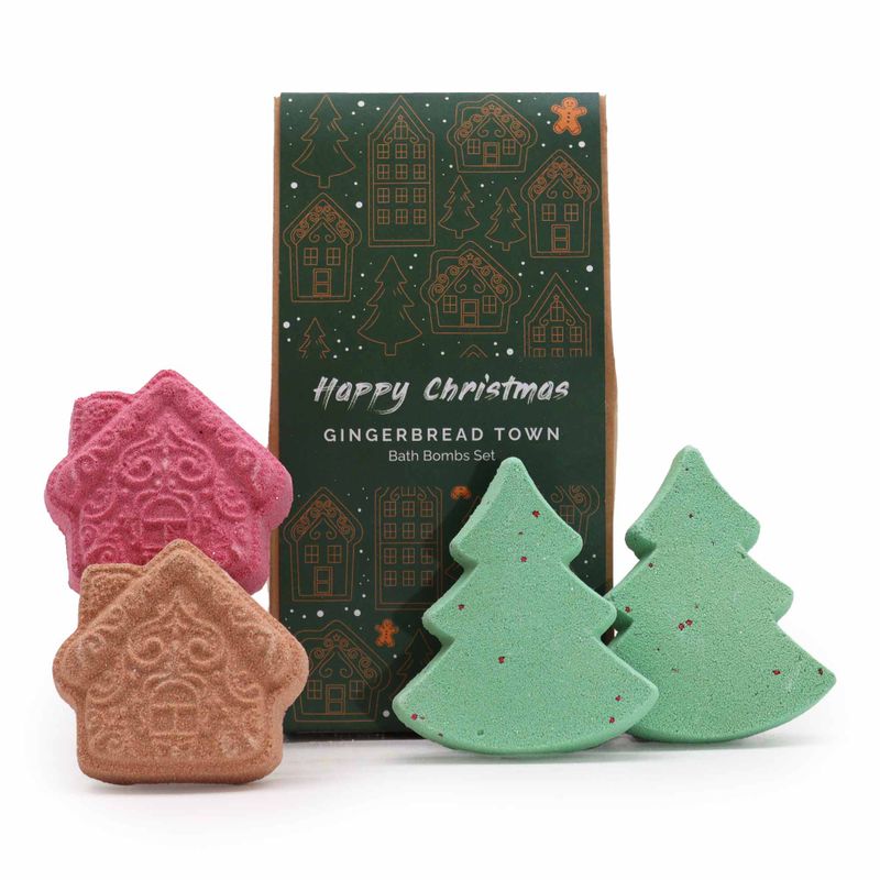 Coffret Cadeau de Noël de Bombes de Bain - Ville de Pain d'Épice