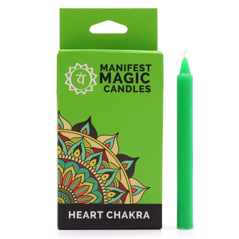 Bougies Magiques Ésotériques (pack de 12) - Vert - Chakra Coeur