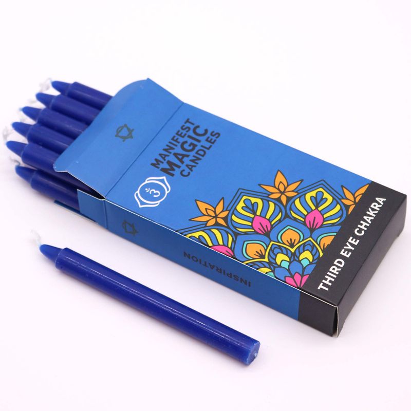 Bougies Magiques Ésotériques (pack de 12) - Bleu Foncé - Chakra Troisième Oeil