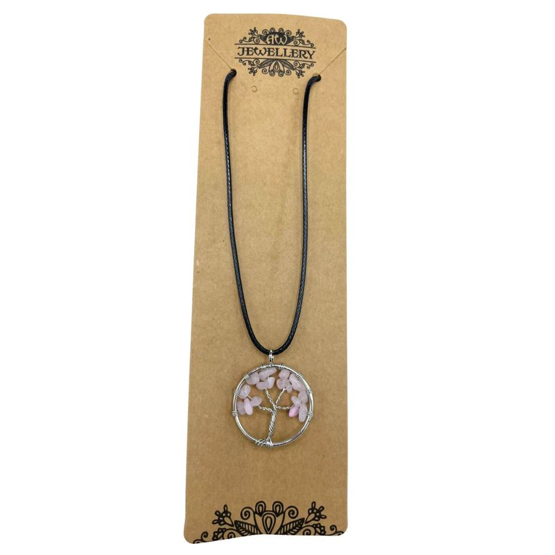 Pendentif Arbre de Vie - Quartz Rose