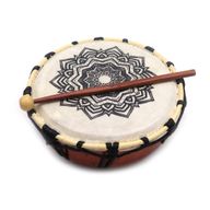Tambour Chamanique Mandala avec son Bâton - 20 cm