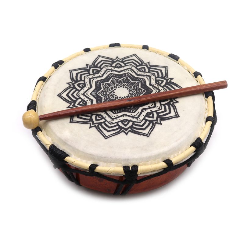 Tambour Chamanique Mandala avec son Bâton - 20 cm
