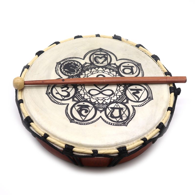 Tambour Chamanique Chakra avec son Bâton - 25 cm