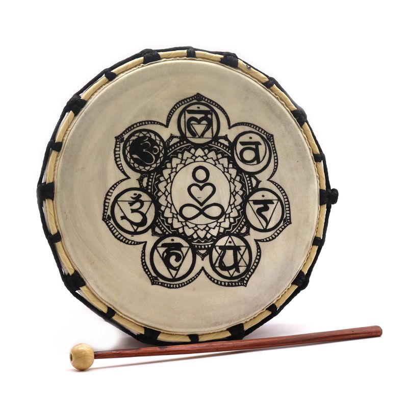 Tambour Chamanique Chakra avec son Bâton - 25 cm