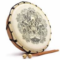 Tambour Chamanique Hamsa avec Deux Bâtons - 30 cm