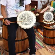 Tambour Chamanique Hamsa avec Deux Bâtons - 30 cm