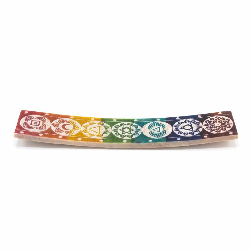 Porte-Encens Sept Chakras en Stéatite - 26x5cm