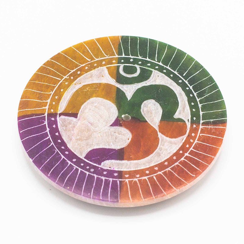 Porte-Encens Disque en Stéatite 8 cm - Om