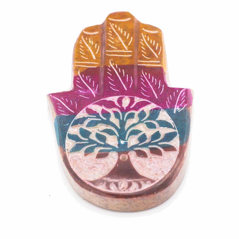 Porte-Encens Hamsa en Stéatite 9x6cm - Arbre de Vie