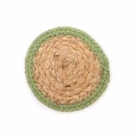 Dessous de Verre Naturel - Jute & Coton 10cm (lot de 4) - Bordure Olive