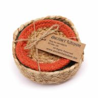 Dessous de Verre Naturel - Jute & Coton 10cm (lot de 6) Couleurs mélangées dans panier