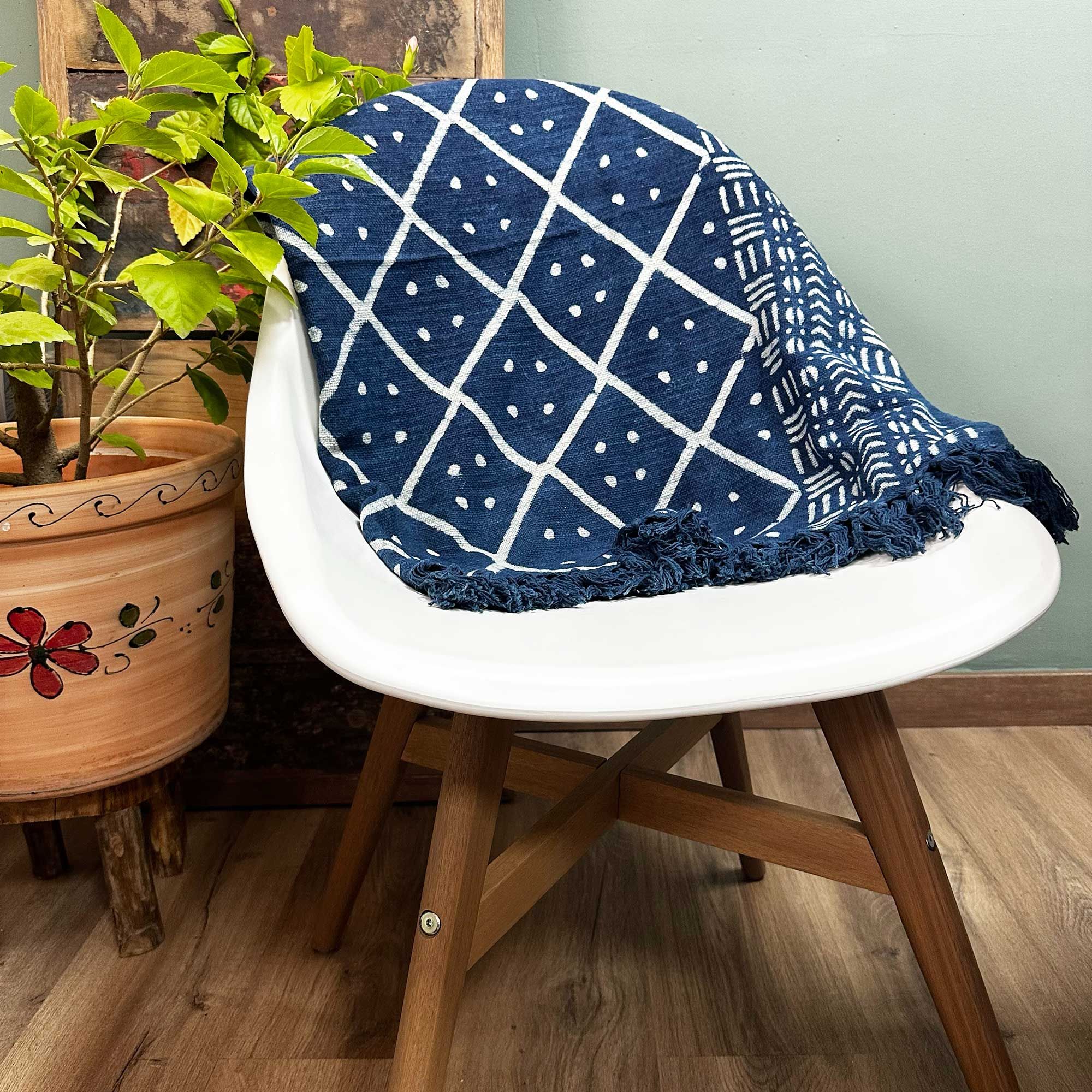 Plaid Indigo Fait Main