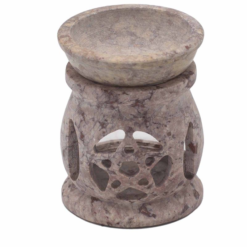 Petit Brûleur à Huile en Stéatite 8cm - Pentagone à Trois Lunes