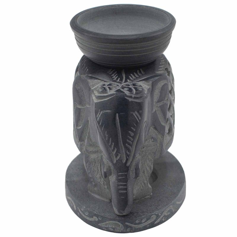 Brûleur à Huile en Stéatite 10.5cm -Éléphant Debout