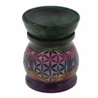 Brûleur à Huile en Stéatite 10cm - Fleur de Vie - Cinq Couleurs