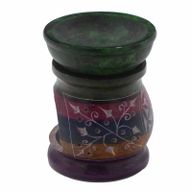 Brûleur à Huile en Stéatite 10cm - Fleur de Vie - Cinq Couleurs