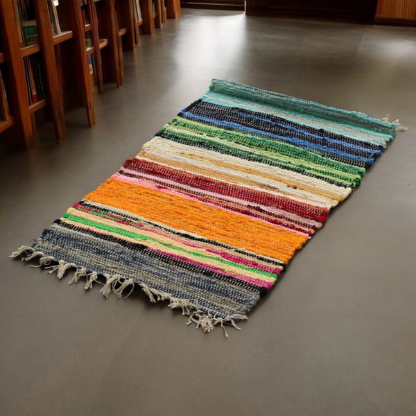 Grand Tapis Rag - 150x90cm - qualité premium - Couleurs Arc-en-Ciel
