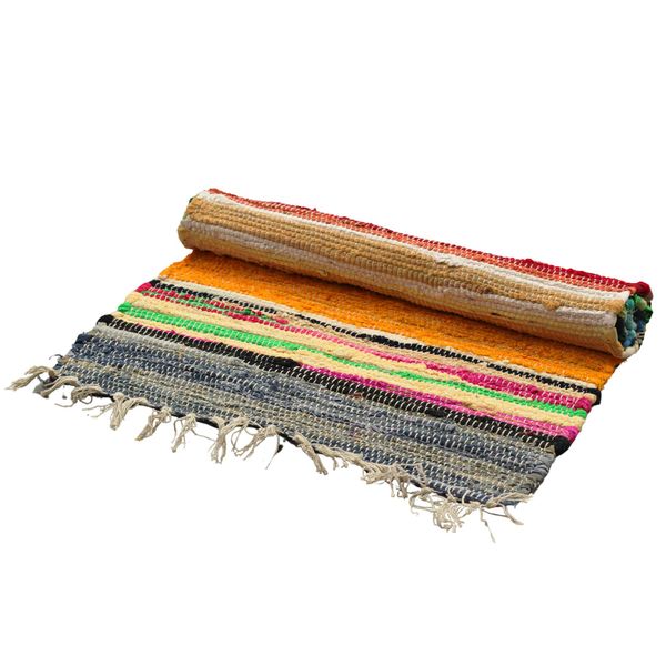 Grand Tapis Rag - 150x90cm - qualité premium - Couleurs Arc-en-Ciel