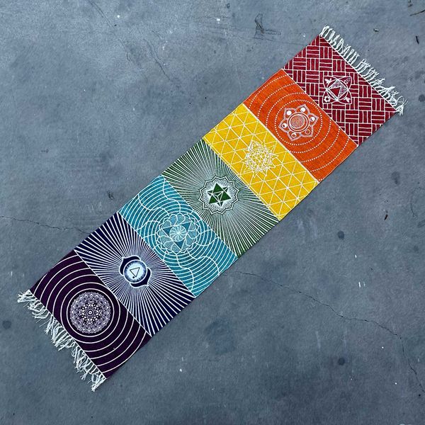 Tapis de Yoga 100% Coton - 60x200cm - 7 Chakras