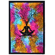 Couvre-Lit Simple en Coton + Tenture Murale - Arbre de Yoga