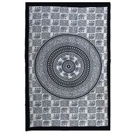 Couvre-Lit Double Coton + Tenture Murale - Mono - Mandala Éléphant
