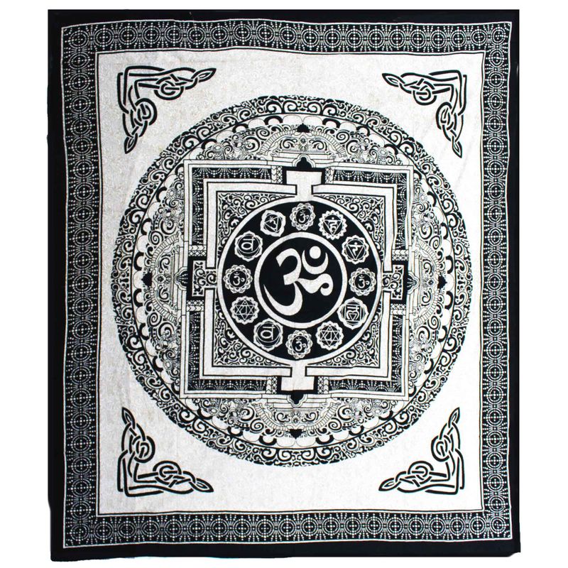 Couvre-Lit Double Coton + Tenture Murale - Mono - OM Mandala