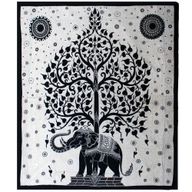 Couvre-Lit Double Coton + Tenture Murale - Mono - Arbre Éléphant
