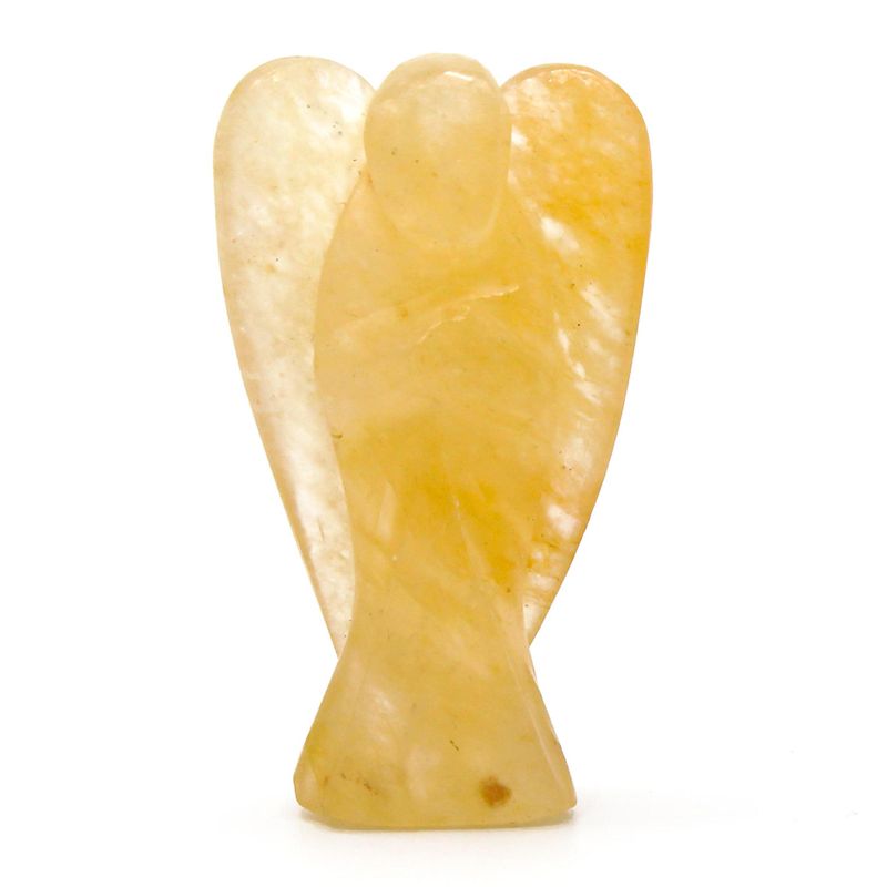 Ange en Pierre Précieuse Sculpté à la Main - Aventurine Jaune