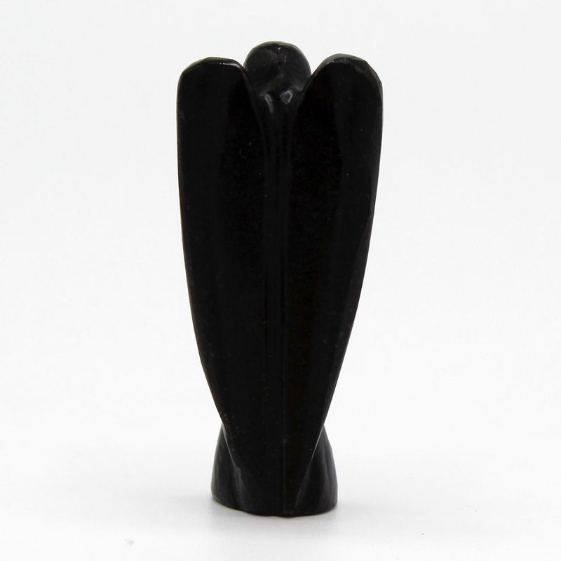 Ange en Pierre Précieuse Sculpté à la Main - Agate Noire