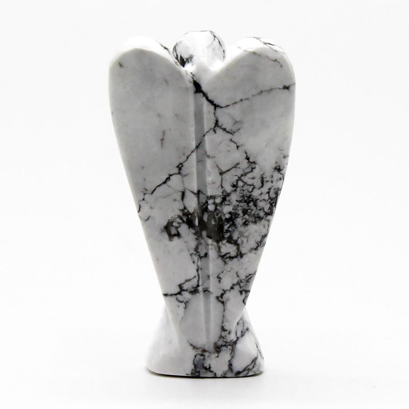 Ange en Pierre Précieuse Sculpté à la Main - Howlite Blanche
