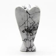 Ange en Pierre Précieuse Sculpté à la Main - Howlite Blanche